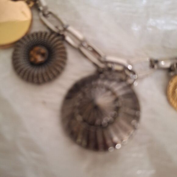 A Nine West Women's Charm Bracelet Boho Tri-Tone Rhinestone Dangle Casual NWT - Picture 6 of 11